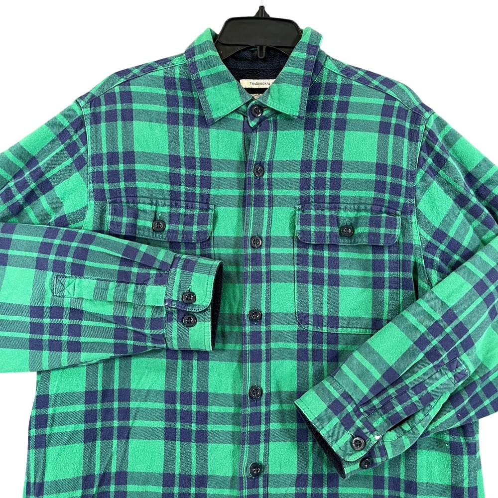 LL Bean Flannel Shacket Mens M Plaid Fleece Lined Winter Outdoor Chore Jacket